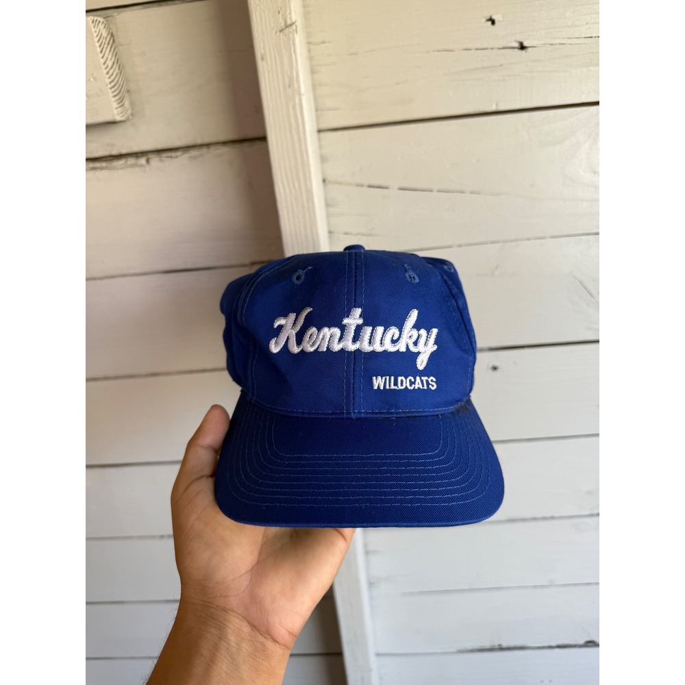 Vintage Kentucky Wildcats The Game Script Snapback Hat Blue Green Underbrim Cap